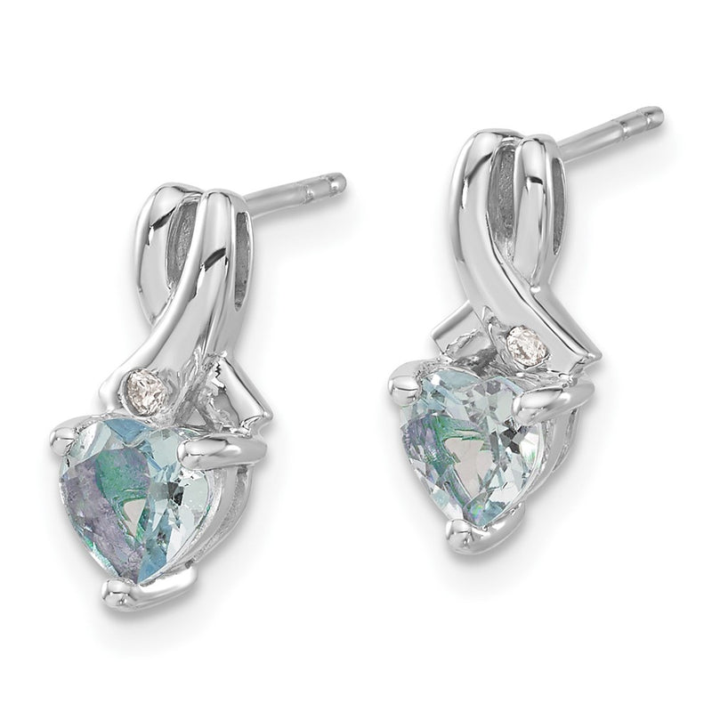 Sterling Silver Aquamarine and Real Diamond Earrings