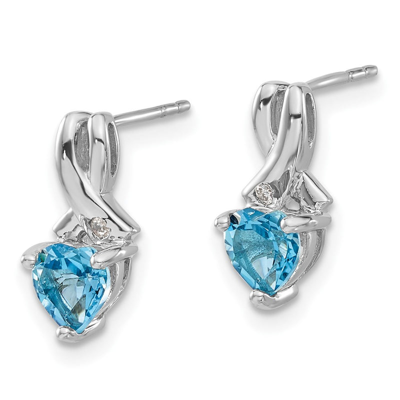 Sterling Silver Blue Topaz and Real Diamond Earrings