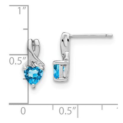 Sterling Silver Blue Topaz and Real Diamond Earrings