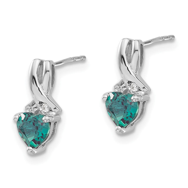 Sterling Silver Created Alexandrite and Real Diamond Earrings