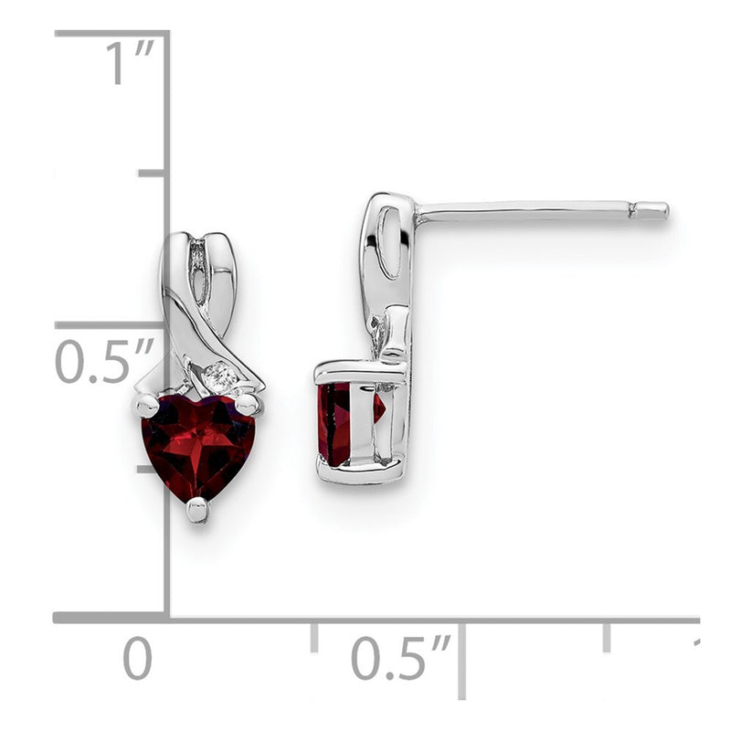 Sterling Silver Garnet and Real Diamond Earrings