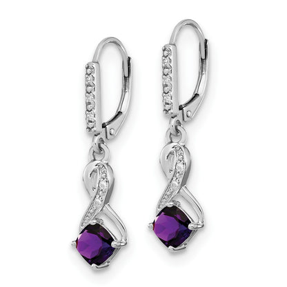 Sterling Silver Amethyst and Real Diamond Earrings