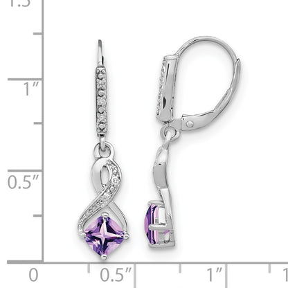 Sterling Silver Amethyst and Real Diamond Earrings