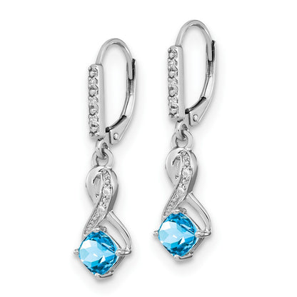Sterling Silver Blue Topaz and Real Diamond Earrings