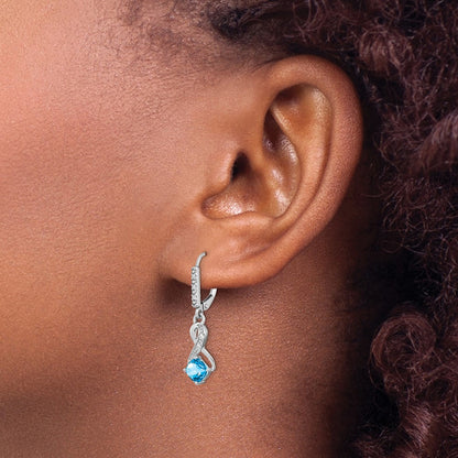 Sterling Silver Blue Topaz and Real Diamond Earrings