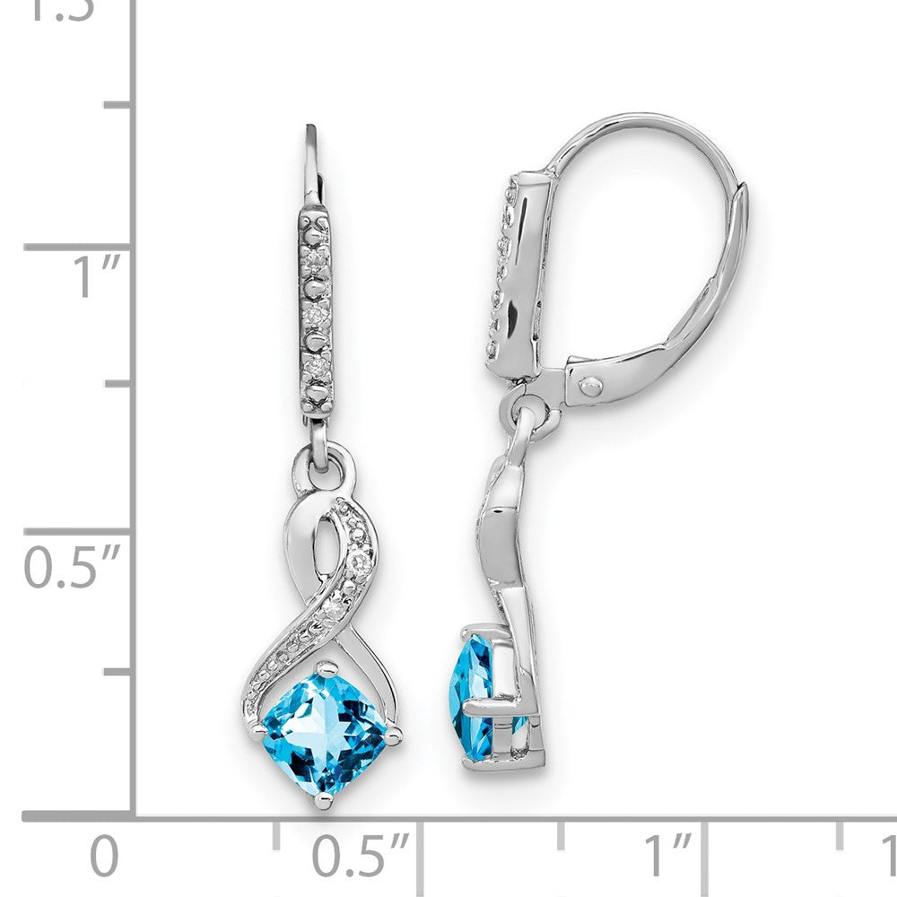 Sterling Silver Blue Topaz and Real Diamond Earrings