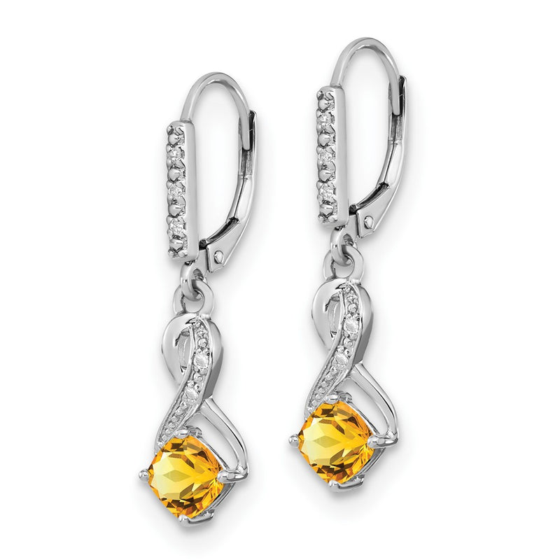 Sterling Silver Citrine and Real Diamond Earrings