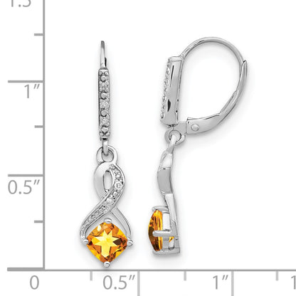 Sterling Silver Citrine and Real Diamond Earrings