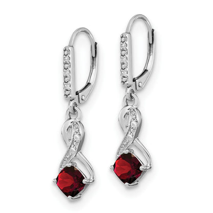 Sterling Silver Garnet and Real Diamond Earrings