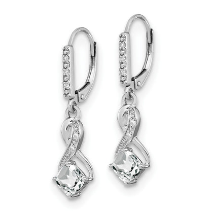 Sterling Silver White Topaz and Real Diamond Earrings