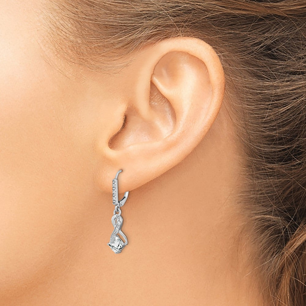 Sterling Silver White Topaz and Real Diamond Earrings