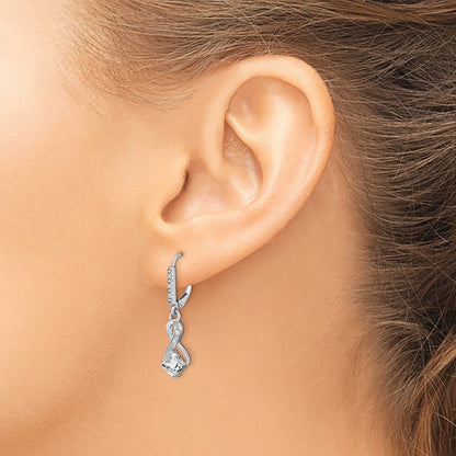 Sterling Silver White Topaz and Real Diamond Earrings