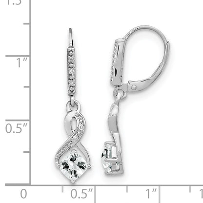 Sterling Silver White Topaz and Real Diamond Earrings