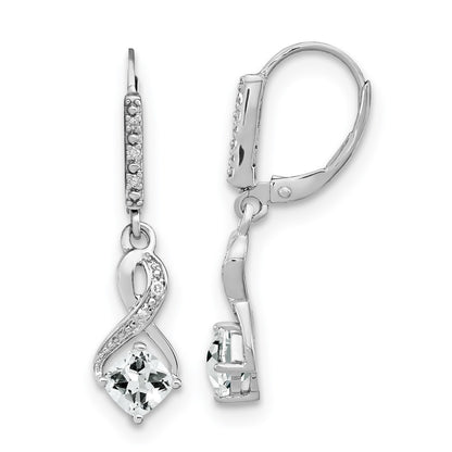 Sterling Silver White Topaz and Real Diamond Earrings