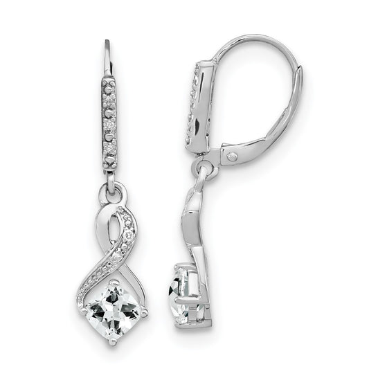 Sterling Silver White Topaz and Real Diamond Earrings