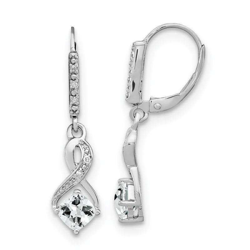Sterling Silver White Topaz and Real Diamond Earrings