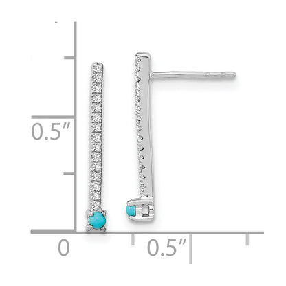 14k White Gold Turquoise and White Topaz Earrings