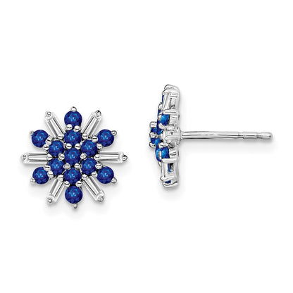 14k White Gold Sapphire and Real Diamond Earrings