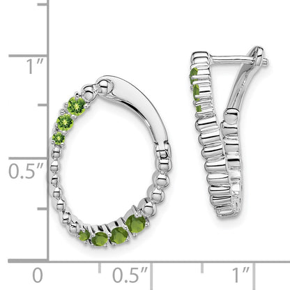 14k White Gold Peridot Oval Hoop Earrings