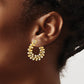 14k Yellow Gold Polished Real Diamond Leaf Design Hoop Earrings
