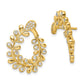 14k Yellow Gold Polished Real Diamond Leaf Design Hoop Earrings