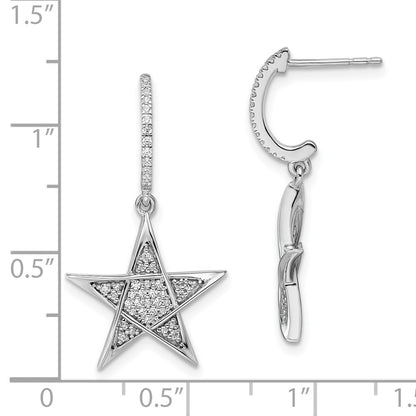 14k White Gold Polished Real Diamond Star Post Earrings