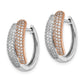 14k Yellow Gold Two-tone White & Rose Pave Real Diamond Hinged Hoop Earrings