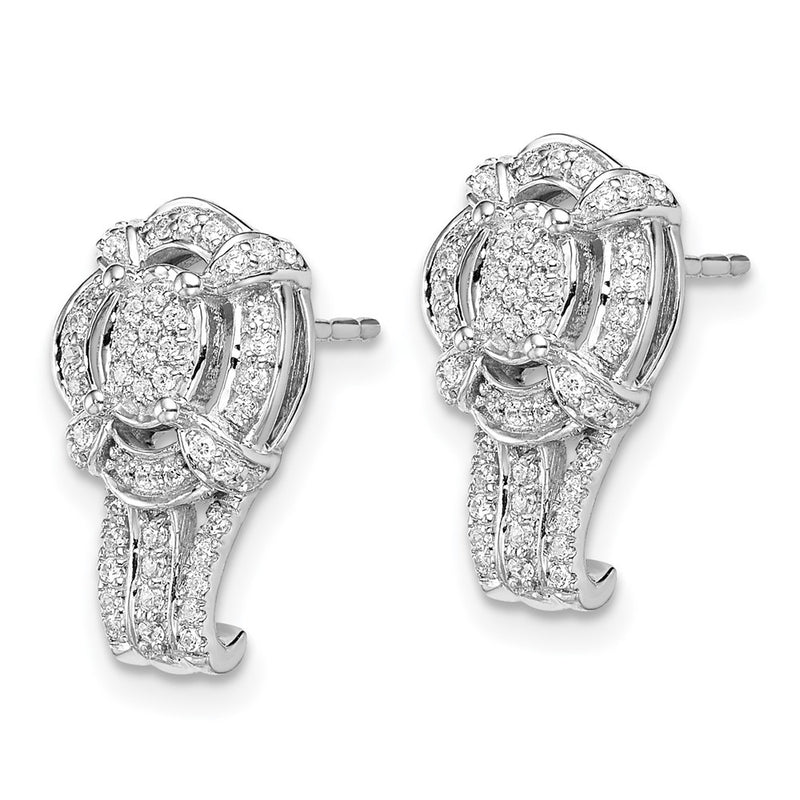 14k White Gold Fancy Vintage Real Diamond Post Earrings