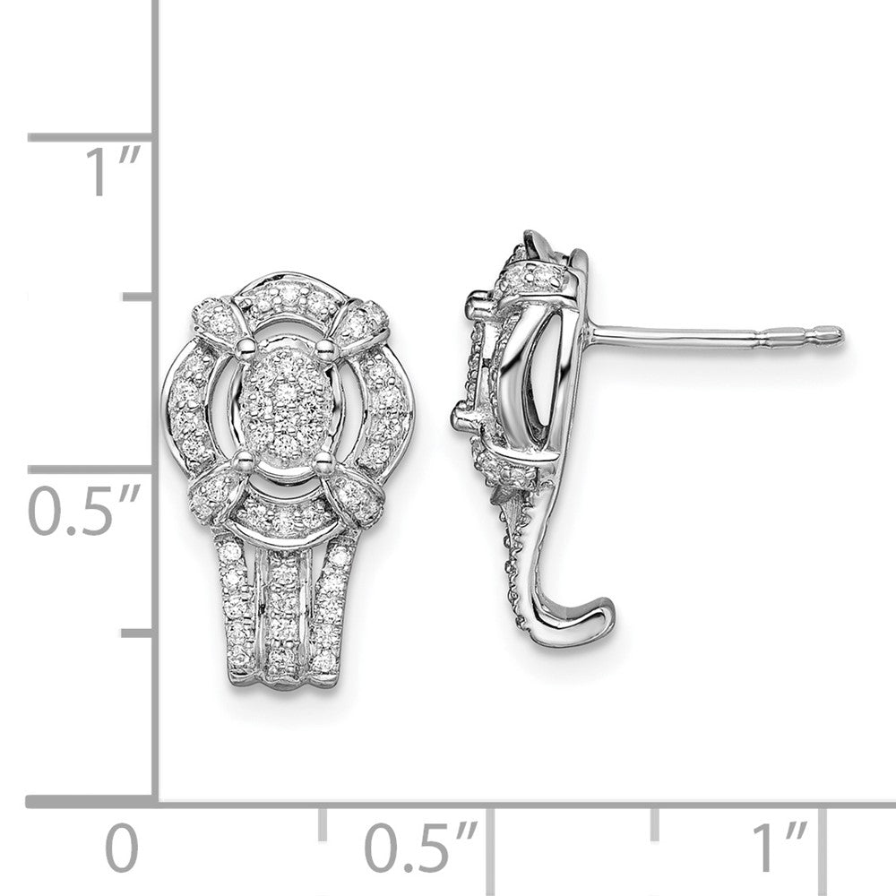 14k White Gold Fancy Vintage Real Diamond Post Earrings