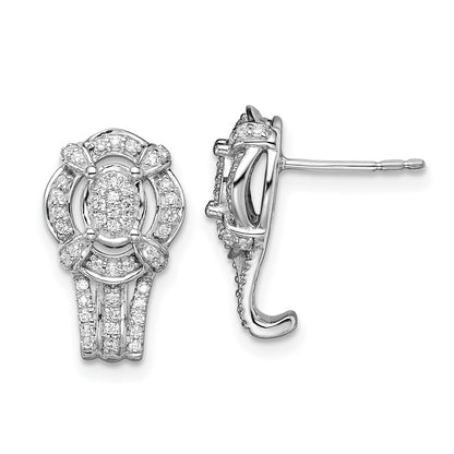 14k White Gold Fancy Vintage Real Diamond Post Earrings
