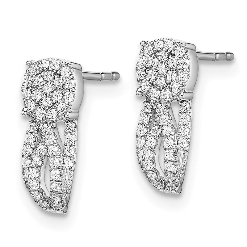 14k White Gold Fancy Vintage Real Diamond Post Earrings