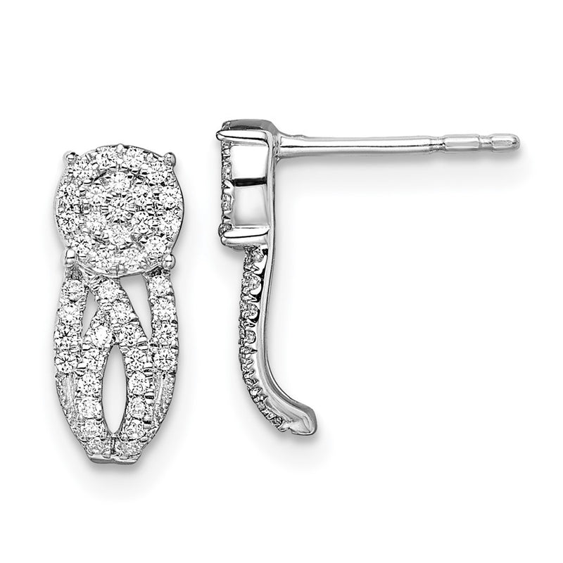 14k White Gold Fancy Vintage Real Diamond Post Earrings