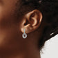 14k White Gold Circle Swirl Real Diamond Dangle Post Earrings