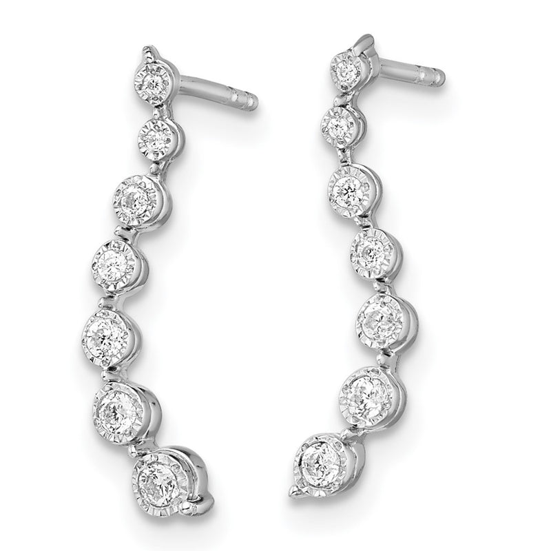 14k White Gold Graduating Real Diamond Post Earrings