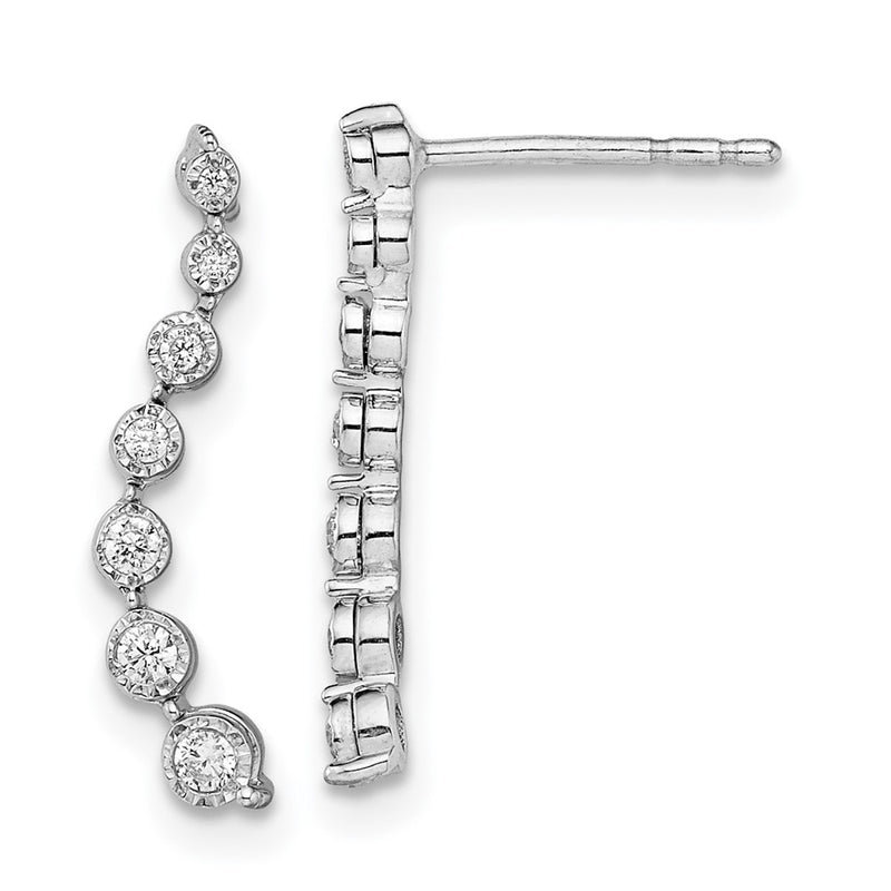14k White Gold Graduating Real Diamond Post Earrings