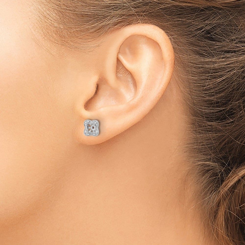 14k White Gold Real Diamond Earring Jackets