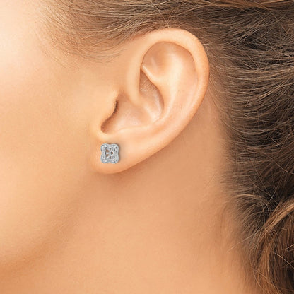 14k White Gold Real Diamond Earring Jackets
