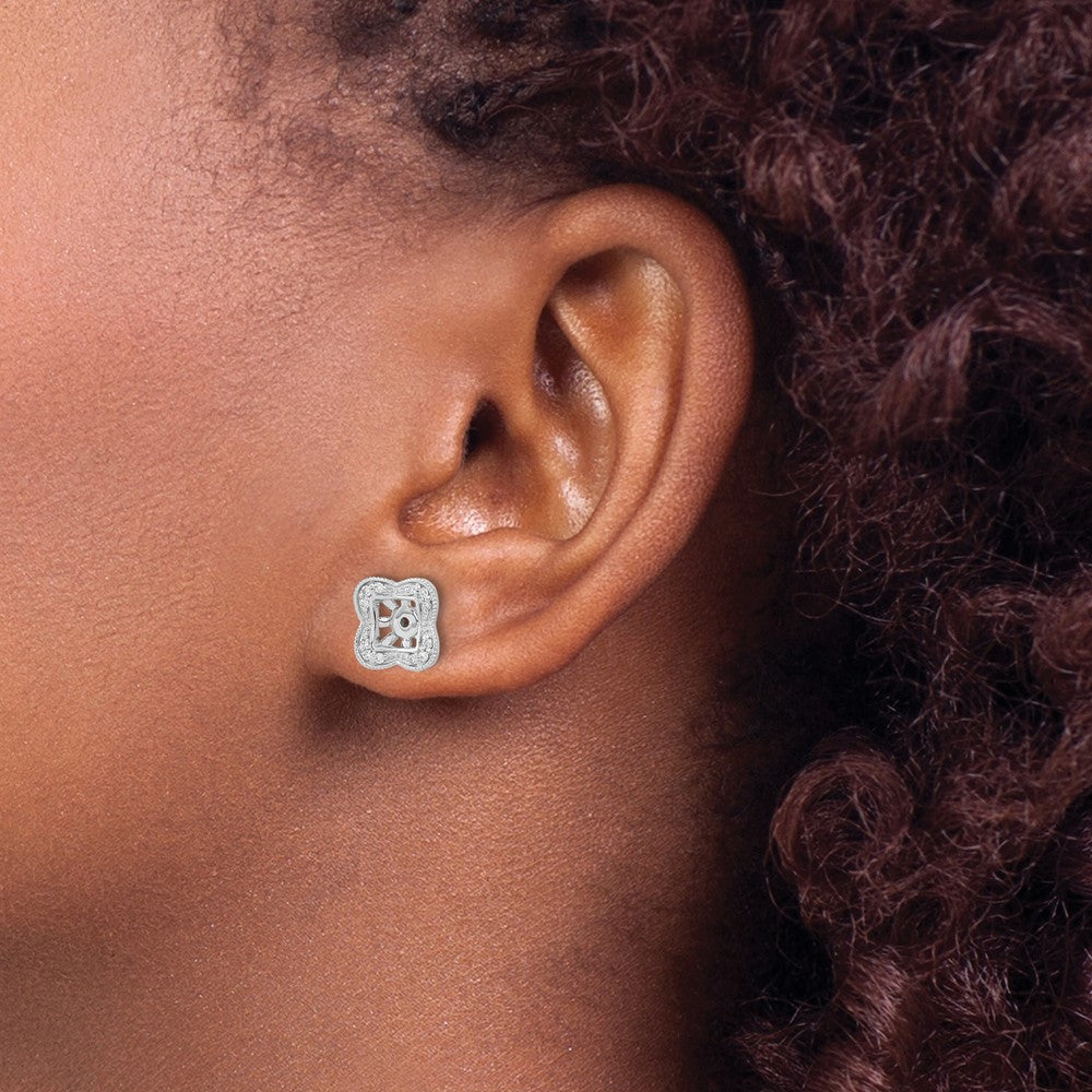 14k White Gold Real Diamond Earring Jackets