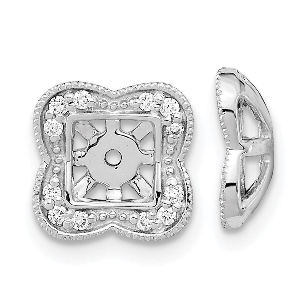 14k White Gold Real Diamond Earring Jackets