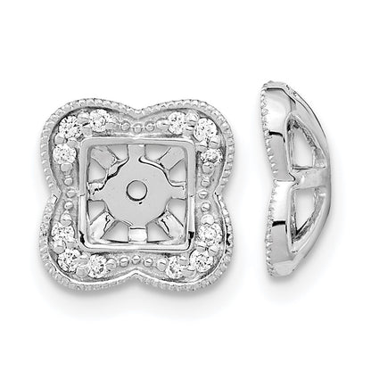 14k White Gold Real Diamond Earring Jackets