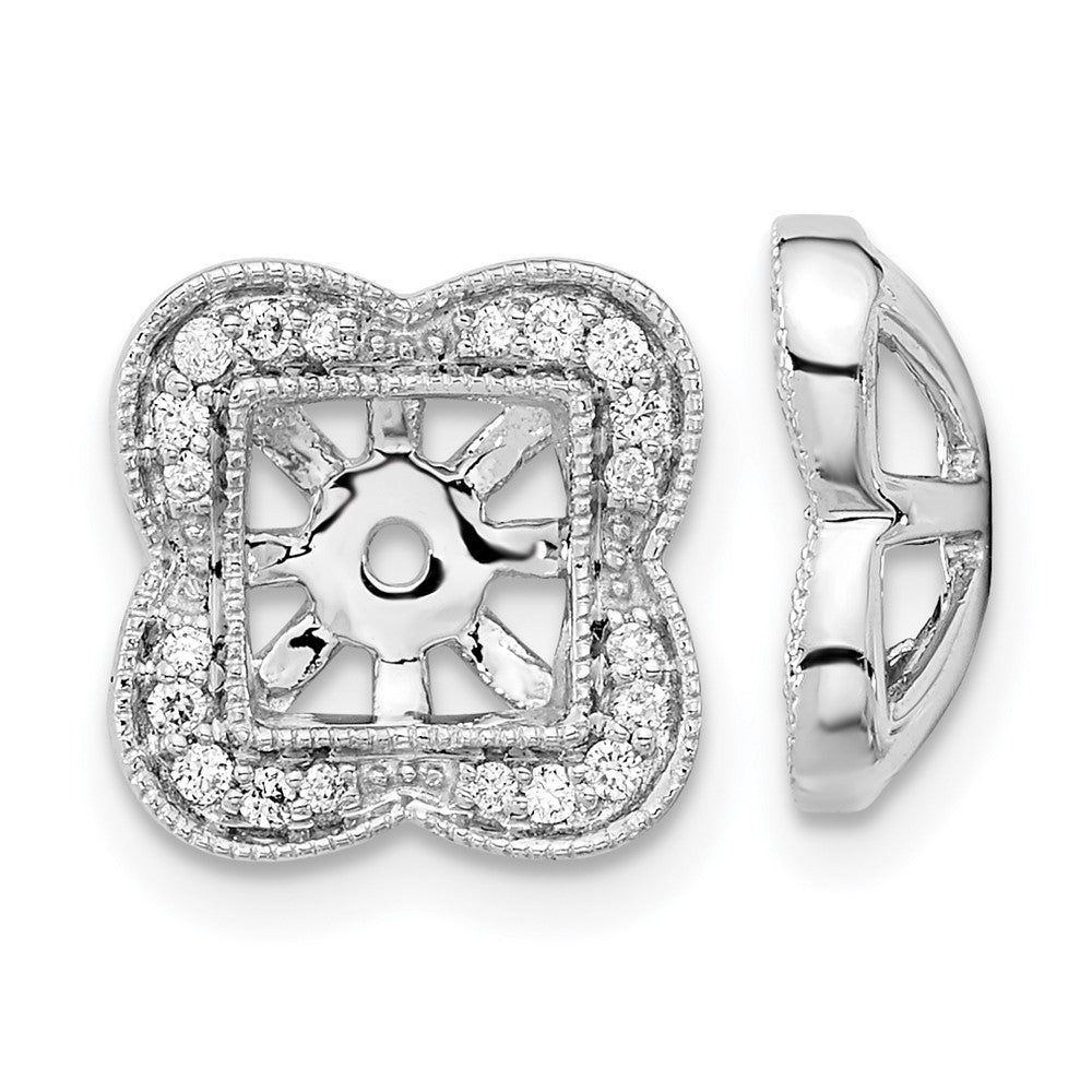 14k White Gold Real Diamond Earring Jackets