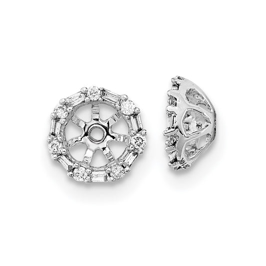14k White Gold Real Diamond Earring Jackets
