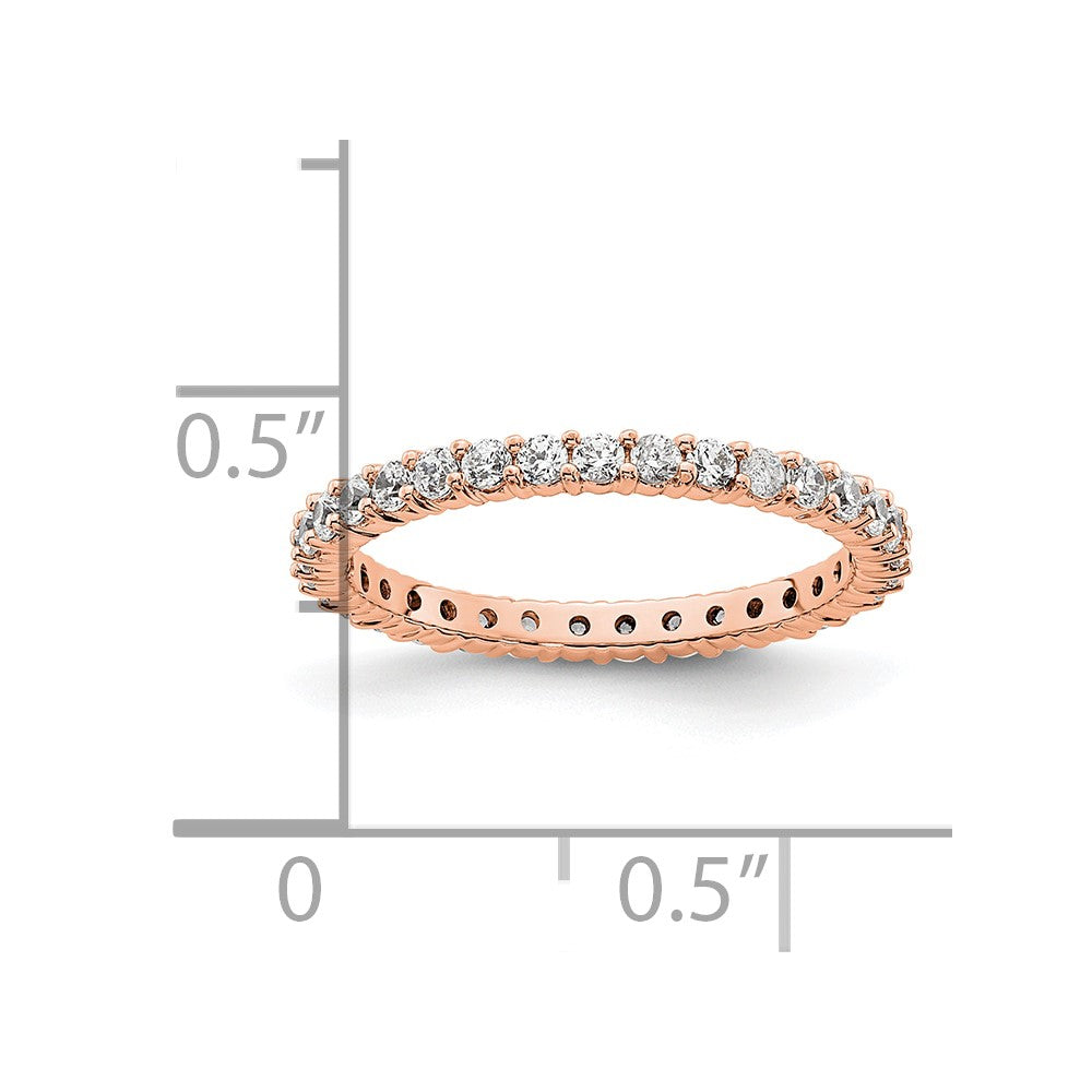 Solid Real 14k Rose Gold Polished Shared Prong 1/2ct CZ Eternity Wedding Band Ring
