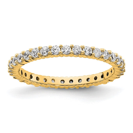 Solid Real 14k Polished Shared Prong 1/2ct CZ Eternity Wedding Band Ring