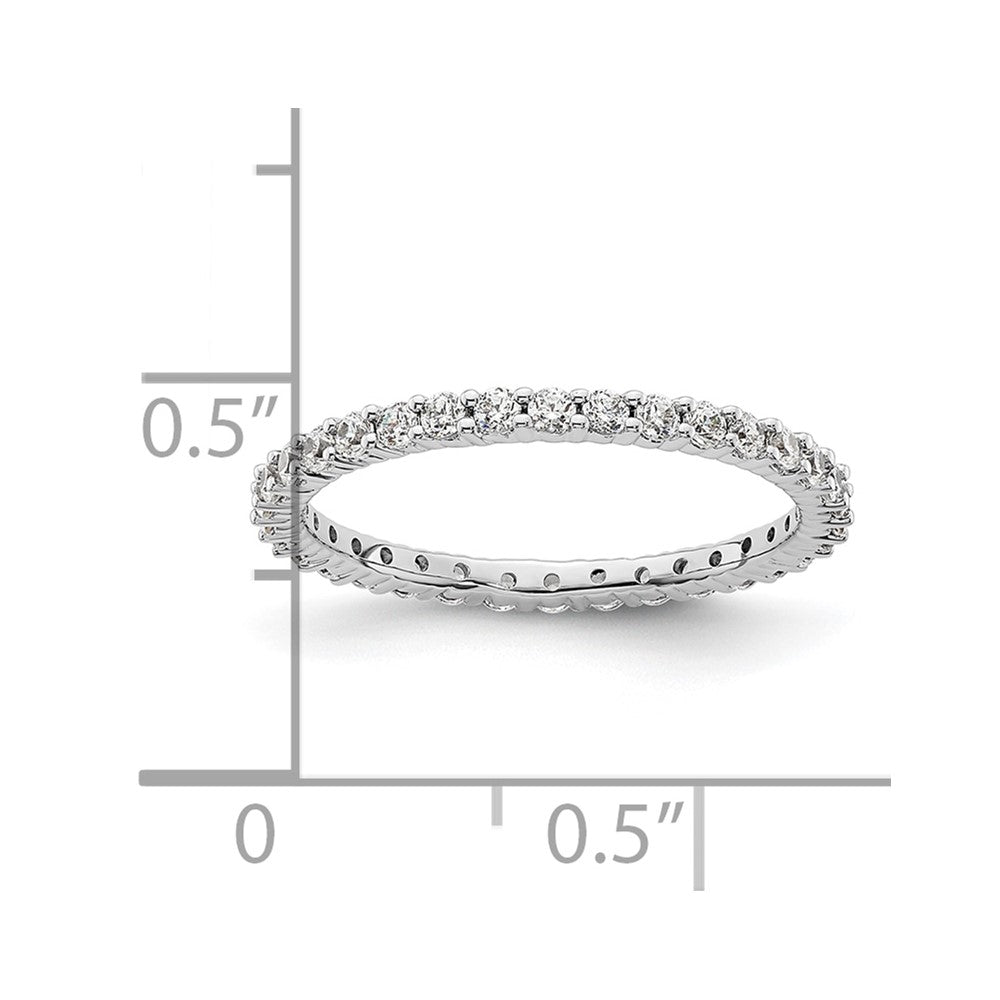 Solid Real 14k White Gold Polished Shared Prong 1/2ct CZ Eternity Wedding Band Ring