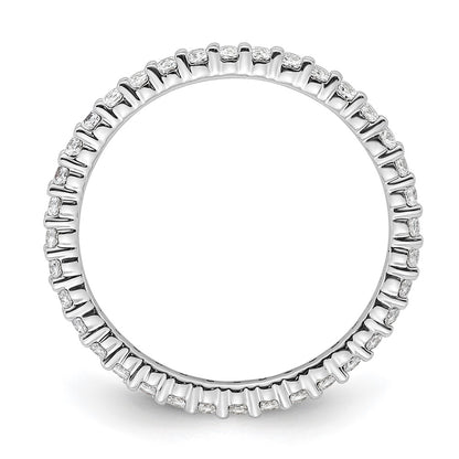 Solid Real 14k White Gold Polished Shared Prong 1/2ct CZ Eternity Wedding Band Ring