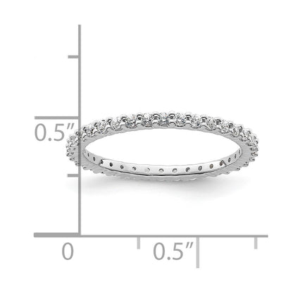 Solid Real 14k White Gold Polished Shared Prong 1/2ct CZ Eternity Wedding Band Ring