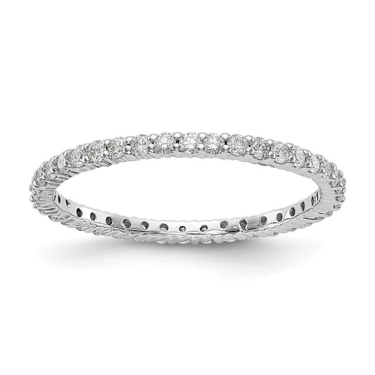 Solid Real 14k White Gold Polished Shared Prong 1/2ct CZ Eternity Wedding Band Ring