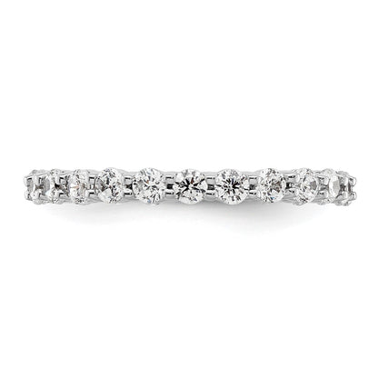 Solid Real 14k White Gold Polished shared Prong 1ct CZ Eternity Wedding Band Ring