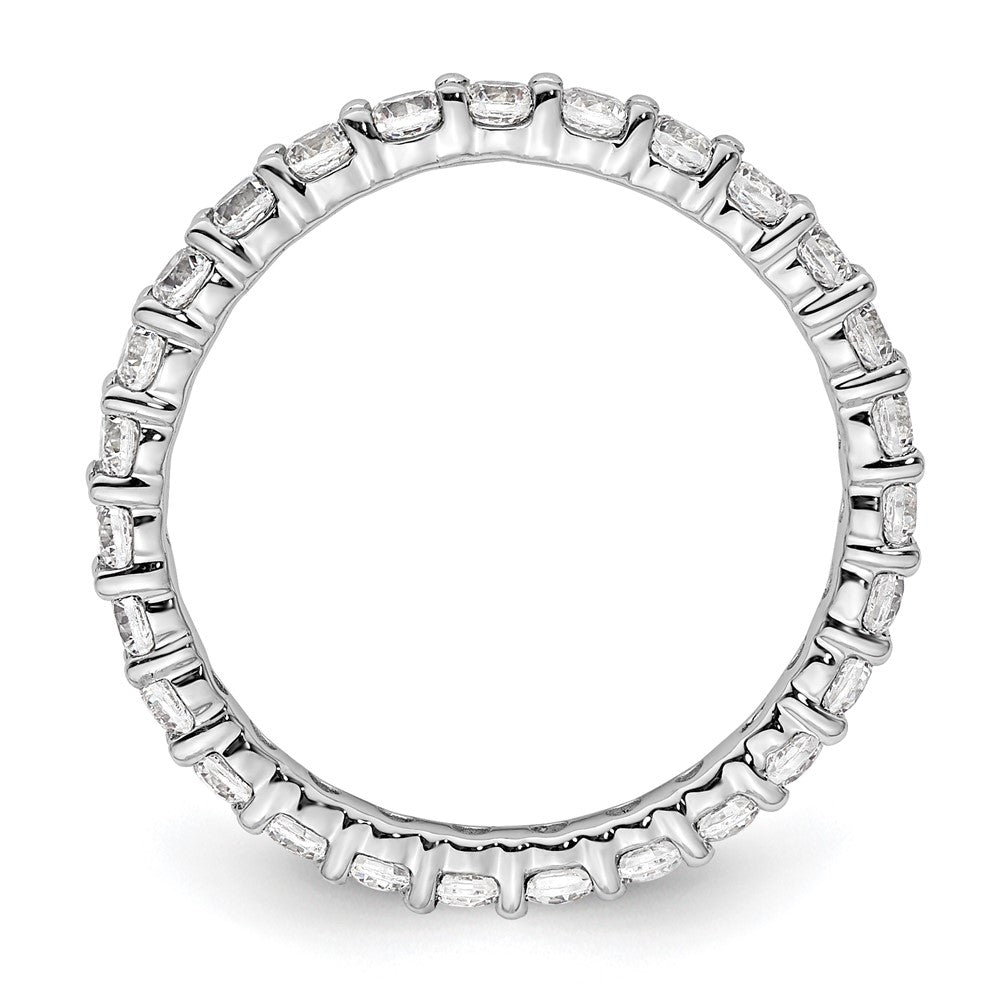 Solid Real 14k White Gold Polished shared Prong 1ct CZ Eternity Wedding Band Ring